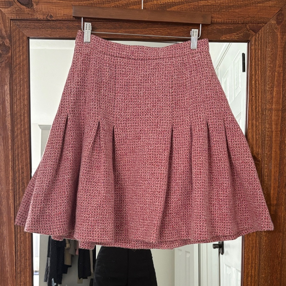 CHANEL Pink A-Line Tweed Skirt
